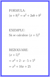 Formula binom la patrat (a + b) 2