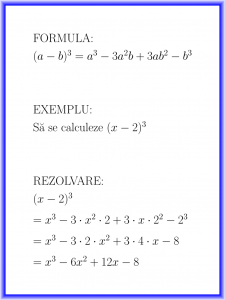 Binom la cub : formulă și exemplu rezolvat : (a - b)^3