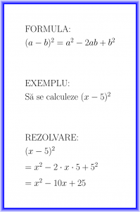 Formula binom la patrat (a - b) 2