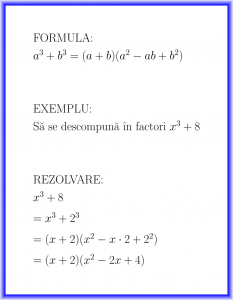 Sumă de cuburi : formulă și exemplu rezolvat : a^3 + b^3