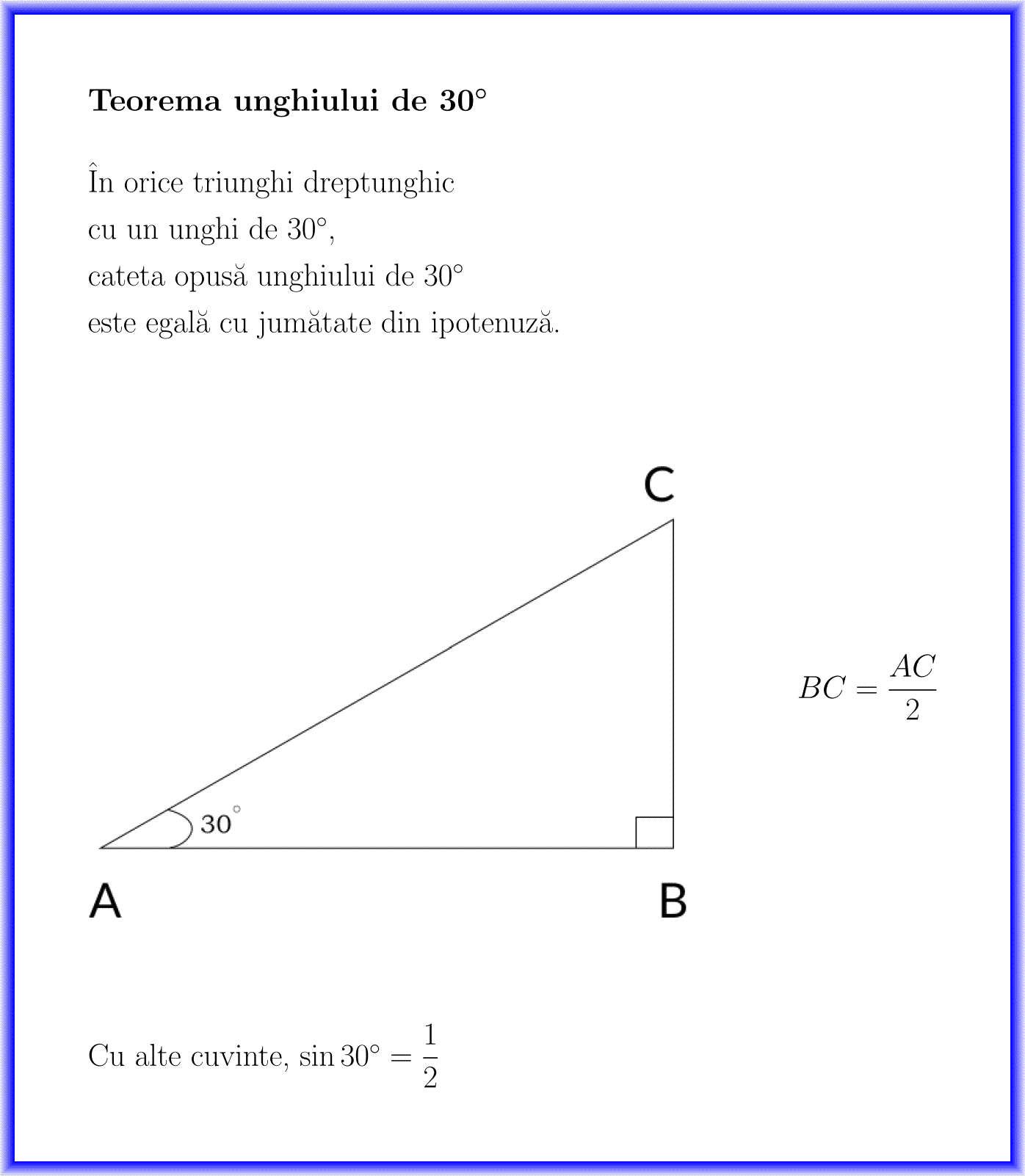 Teorema unghiului de 30 de grade