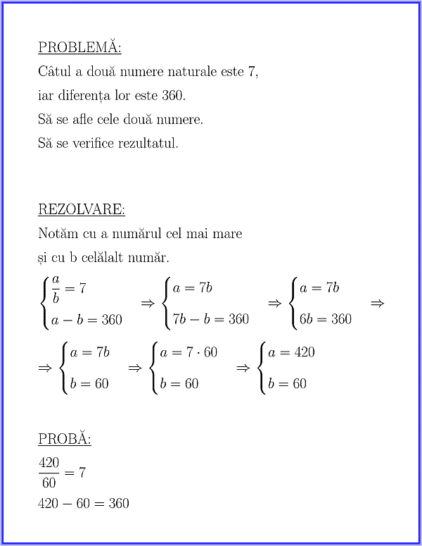 Sistem de două ecuații cu două necunoscute (problemă rezolvată)
